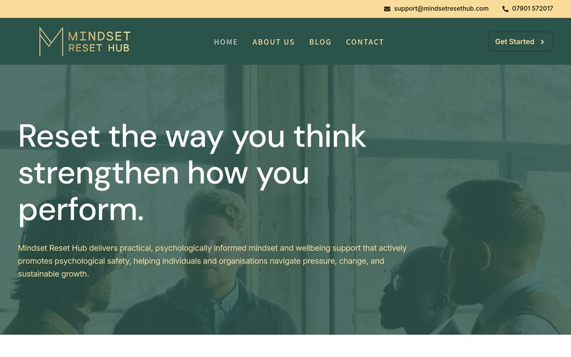 The Mindset Reset Hub website, built by Hucknall IT