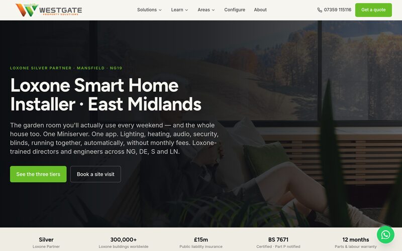 The Westgate Property Solutions website, built by Hucknall IT
